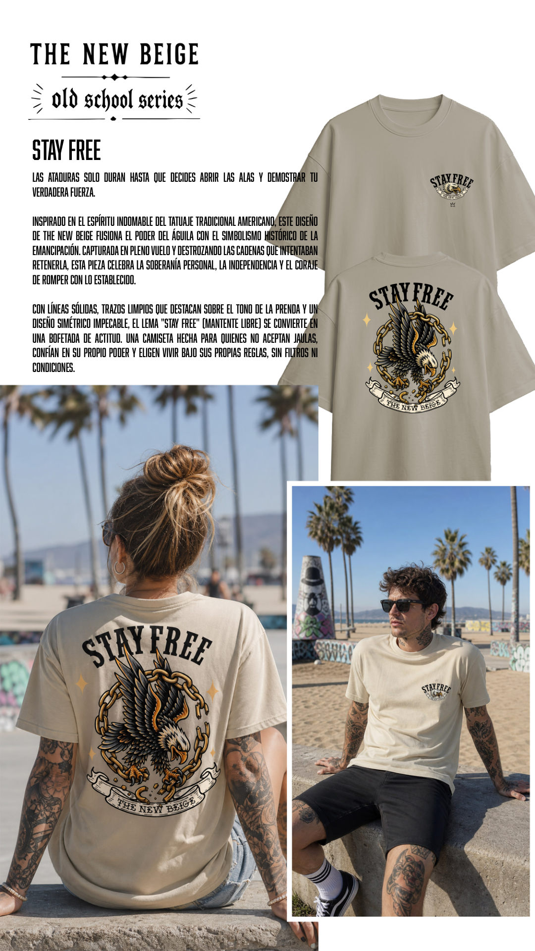 Camiseta Stay Free — Old School Series de The New Beige