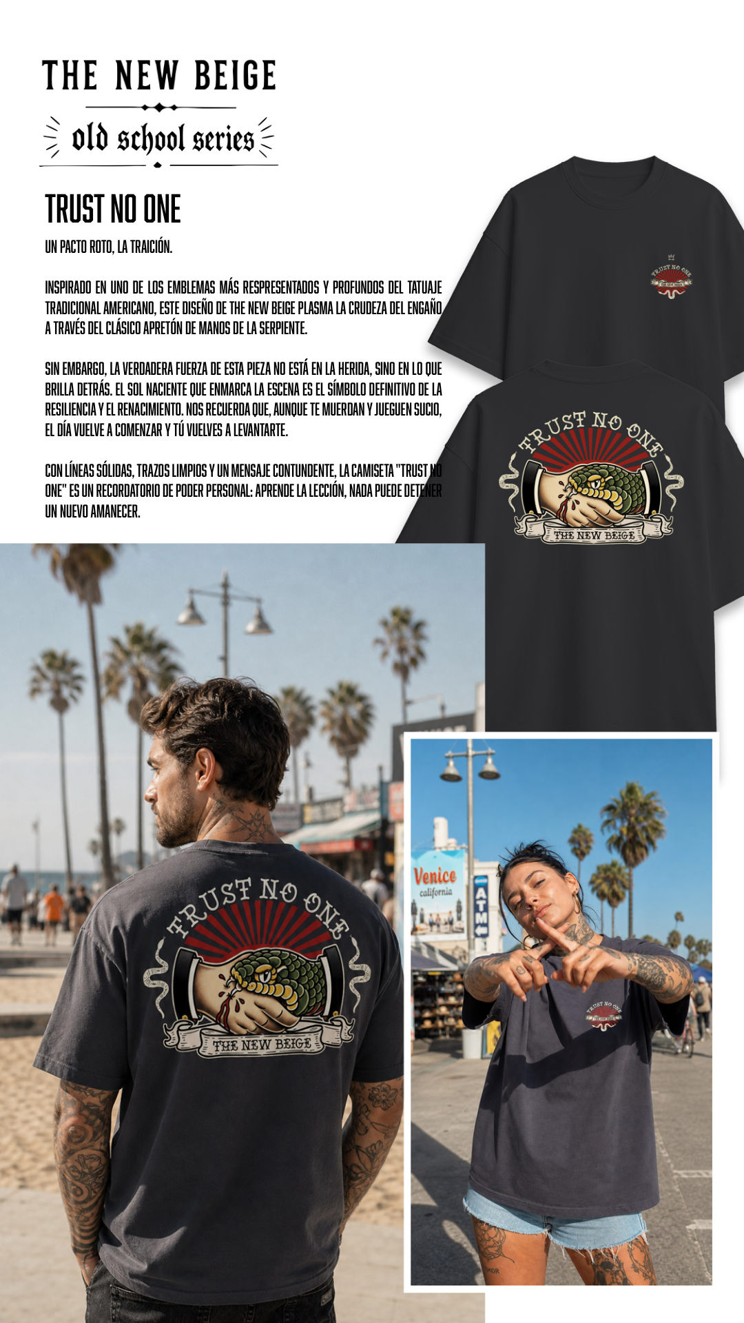 Camiseta Trust No One — Old School Series de The New Beige